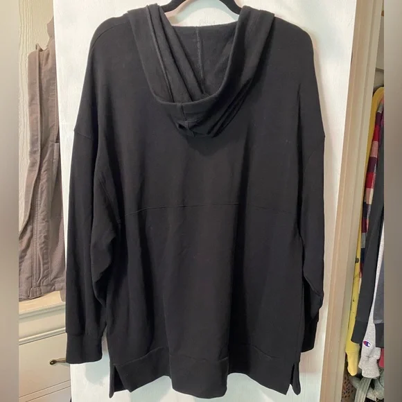 Old Navy Live In French Terry Fleece Lined Deep V-Neck Tunic Hoodie - Picture 2 of 4